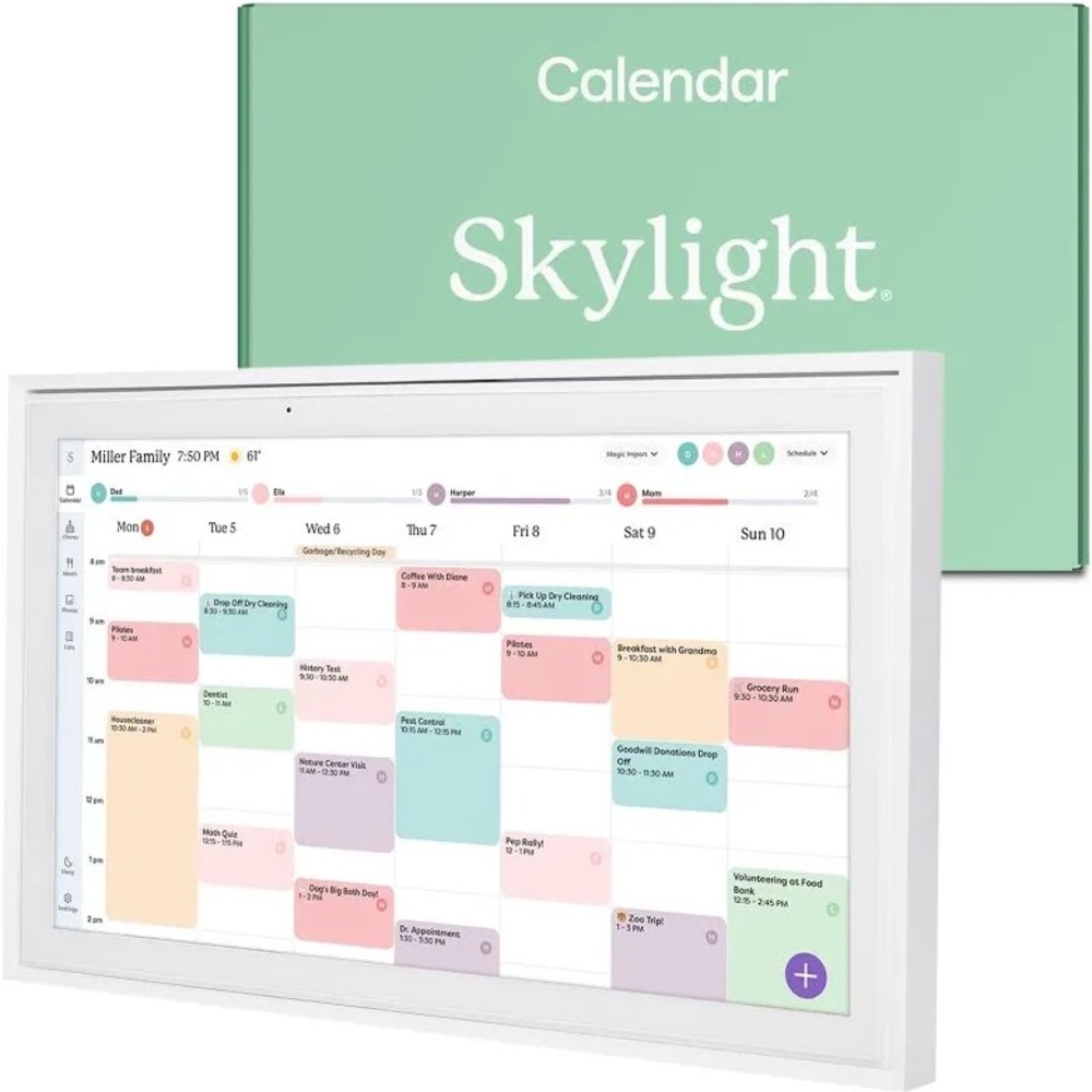 Skylight Digital Calendar 15” Smart Touchscreen with Silver Metallic Frame
